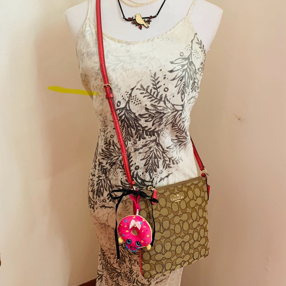Coach Signature Brown and Pink Crossbody Bag